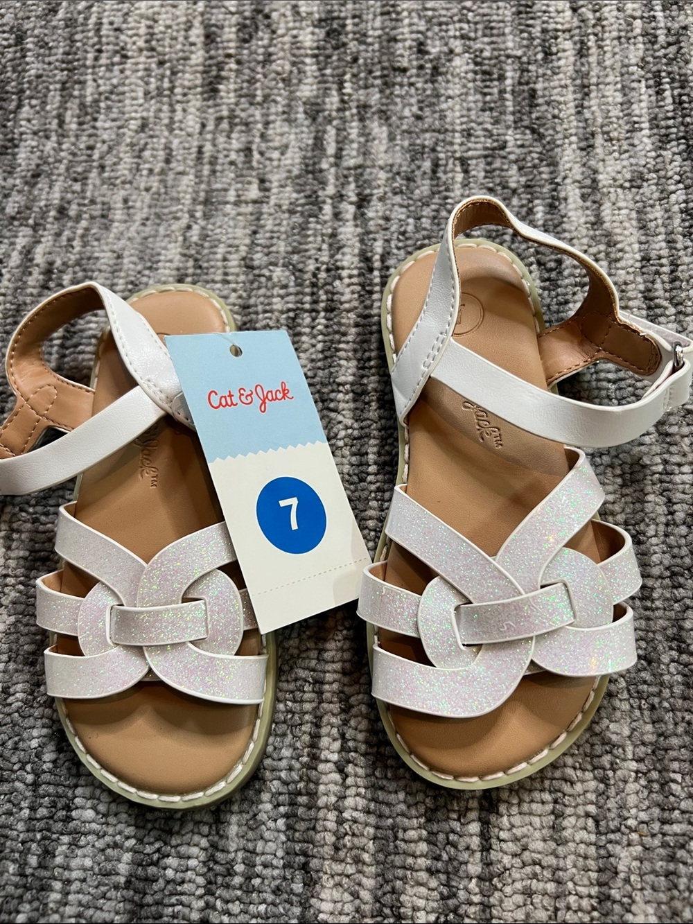 Cat & Jack White Glitter Knot-Strap Sandals Various Sizes - Picture 7 of 7